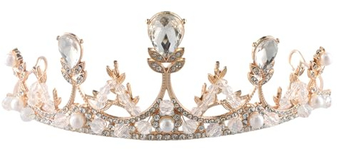 Couronne de Mariage Diadème et Tiara Cristal, Couronne de Princesse en Cristal pour Mariage, Fête, Couvre-Chef de Marié