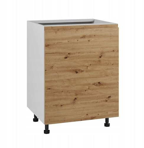 Laclar Moderne Küchenunterschrank LUGO mit grifflosem Design - Acrylfronten - höhenverstellbaren Füßen - einem Regal und individuell anpassbarer Türöffnung - Artisan-Eiche