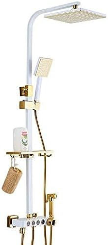 Luxus-Duschbad-Set, Weiße Badarmaturen, Goldene Badezimmer-Regendusche, Messing-Duscharmatur-Set, Handbrause