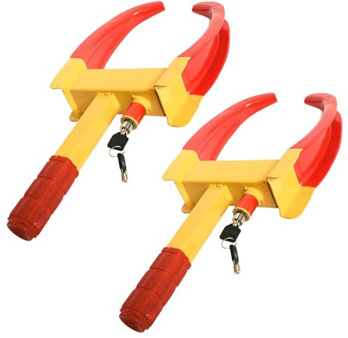 Pamatio 2 Stück Radkralle Parkkralle mit Sicherheitsschloss mit 2 Schlüsseln für Autos, Reifenkralle Radschloss Diebstahlsicherung, Reifenbreite 17-26 cm, für PKW Wohnwagen Motorrad Anhänger