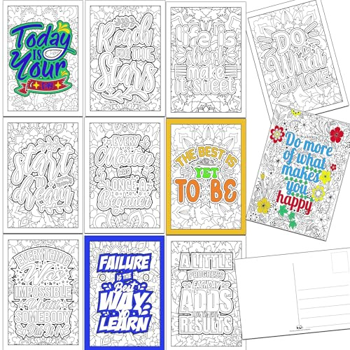 the lazy panda card company Set di 80 cartoline motivazionali da colorare Mindfulness – Affirmations Encouragment 40 diversi disegni