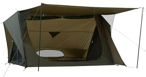 POMOLY Bushcraft Shelter Trekking Pole Tent 20D Nylon Ripstop, STOVEHUT Ultralight Backpacking Tent with Porch for Camping Hiking