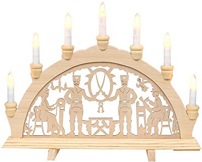 Wichtelstube-Kollektion Holz Schwibbogen Bergleute Lichterbogen Weihnachten, handwerklich hochwertige Weihnachtsdeko,45 x 4 x 33 cm