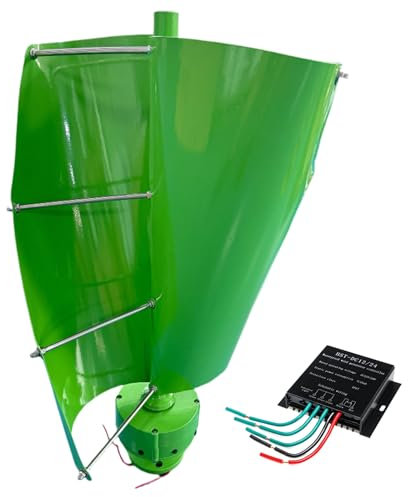 Eastnmythet Turbina Eolica Verticale 12V 24V 48V, Kit Generatore Turbina Eolica con Regolatore MPPT, Generatore Mulino a Eolica a Levitazione Magnetica per Barca,Green-12V