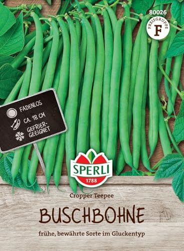 Sperli Graines de haricots de buissons Cropper Teepee 80026, graines de légumes | Graines de légumes pour haricots sans fil avec manchons de 18 cm de long, stables