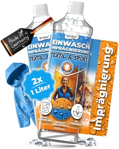 Qindoo Einwaschimprägnierung – Atmungsaktiv & wirkstark – Für Gore-Tex, Outdoor- & Funktionskleidung – Waschmaschinen- & Handwäsche geeignet, PFC-frei – Made in Germany