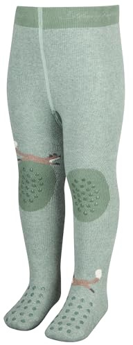 Sterntaler Baby Krabbelstrumpfhose Jungen – mit ABS-Noppen an Knie, Spann und Sohle – Motiv Pilz – Innenfutter für Komfort – steingrün, Größe 74