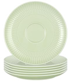 Seltmann Weiden Amina Seladon Kombi-Untertassen 6er Set, 16 cm, Runde Unterteller mit dezentem Relief-Muster, Passend für Kaffee- und Teetassen, Spülmaschinen- und Mikrowellenfest, Porzellan, Grün