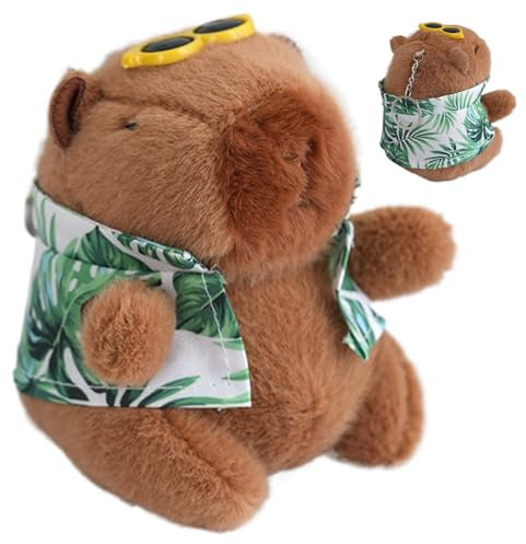 Capybara Schlüsselanhänger | Cartoon-Tier-Anhänger mit Tuch und Sonnenbrille – Rucksack-Zubehör, Taschenanhänger für Geburtstagsparty, Abschlussfeier, grün, Refer to description