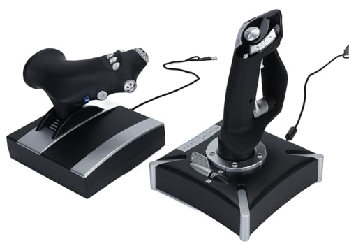 Lazmin112 Flugsimulator -Spielcontroller, Gas und Joystick mit Vibration, Dämpfungsfeedback, 4 Achsen, 8 Wege POV, 16 Programmierbare Schlüssel, für die Box Serie X S, 7 8 10 11