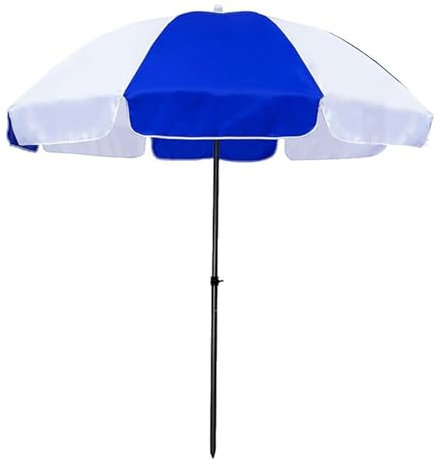 Round Beach Umbrella, Height Adjustable Outdoor Garden Parasol with UV Protection for Balcony Deck Yard Market(200cm/6.5ft)