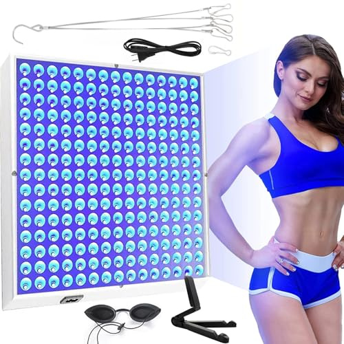 SNBGRYE Lampada Abbronzante per La Casa, 45 W, 460 NM Lampada Autoabbronzante A Luce Blu Completa, con 225 LED + Staffa Regolabile + Gancio, per Viso, Corpo, Abbronzante