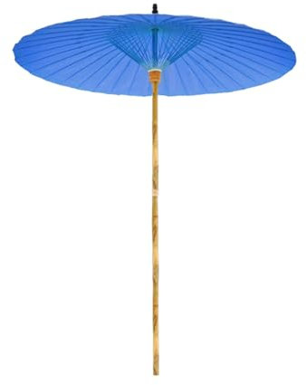 Ombrellone da Giardino in Stile Cinese da 200cm, Anti UV, Rotondo Parasole da Patio in Bambù per Spiaggia, Esterno, Campeggio, Piscina(Bleu)