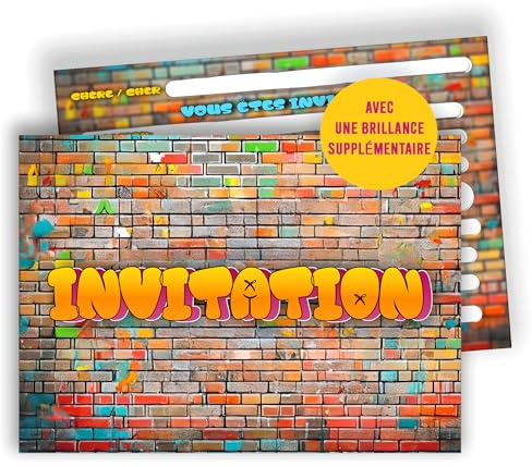 Edition Colibri Cartes d’invitation street art – 10 cartes A6 à remplir | Invitations graffiti cool pour fête ado, hip-hop, anniversaire garçon, fille