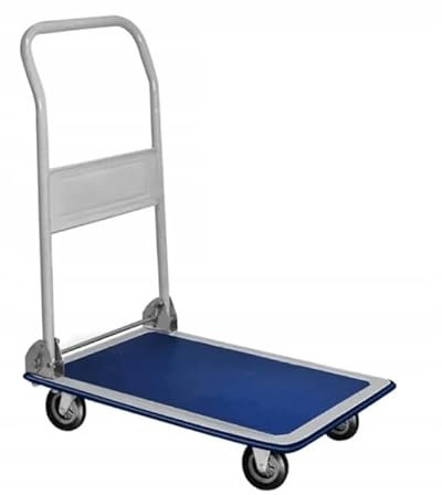 BDW Chariot à plateforme pliable, capacité de charge de 150 kg, surface de chargement de 47 x 73 cm, 4 roues (2 orientables), chariot de transport en métal avec bandes en caoutchouc