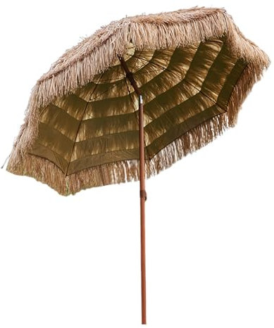 HUIBBGO Parasol de Jardin inclinable en Paille, Parasol de Plage hawaïen Tropical de 2,1 m avec 8 Baleines, Parasol de Balcon Portable de 240 cm