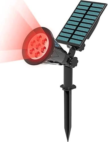 1 Pcs 7 LED Outdoor Solar Spotlights, Waterproof Solar Powered Security Light Landscape Light Auto on/Off In-ground/Wall Light for Garden Patio Driveway Pond Deck (Red)