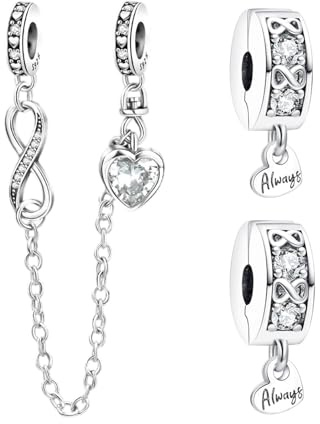 Doyafer 925 Sterling Silber Clips Charms Sicherheitskette Set Silikon Spacer Perlen Stpper Charms für Armbänder Frauen Freunde Geschenk