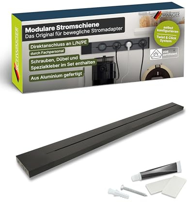 SCHWAIGER Ciabatta elettrica configurabile, espandibile VDE verificata, in alluminio, modulare, 75 cm, moderna installabile