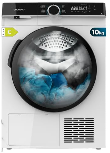 Cecotec Sèche-linge à Pompe à Chaleur 10 kg Bolero Dresscode Dry 10505 Inverter, Classe Équivalente A+++, 14 programmes, Fonctions comme UV Care, Repassage Facile, Certification Woolmark, Blanc