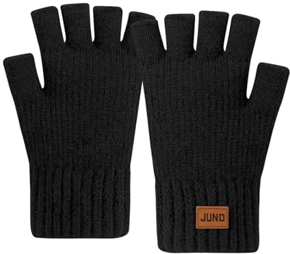Cosswe Fingerlose Handschuhe Winter Thermisch Gestrickte Warme Handschuhe Halbfinger Strickhandschuhe mit Weichem Innenfutter für Arbeiten Laufen Radfahren Freizeit Outdoor
