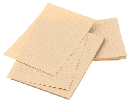 100 Blatt Vintage Briefpapier Beige, aus Papier, Liniert | Schreibpapier Edel, Vintagepapier Liniert, Brief Papier mit Linien