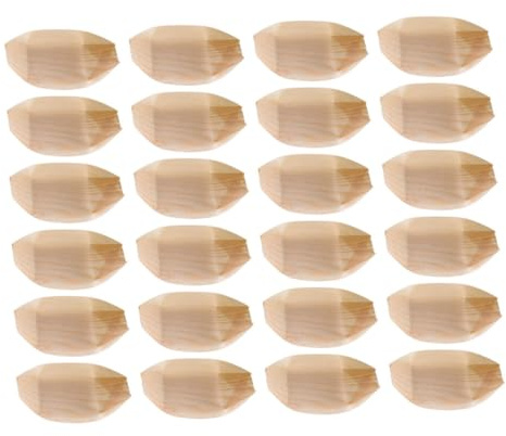 minkissy Platos de Sushi Desechables de Madera 19,5 Cm X 10 Cm, Bandejas para Servir Aperitivos y Ensaladas, Nave Forma de Barco, Ideales para Picnic y Fiestas, Pack de 100 Unidades