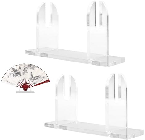Kleine chinesische Fächerhalter, Acrylständer, transparent, 2 Stück | Transparenter japanischer Handfächer-Ständer, dekorative Halterung, Staffelei für Display, Aufbewahrungsregal für Geschäfte