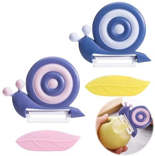 Menibeuty 2 Stück Sparschäler Schnecke, SparschäLer Kinder Apfelschäler mit rutschfestem Griff Schälmesser Keramik, Apfelsinenschäler Ideal für Camping, Haushalt und Picknick