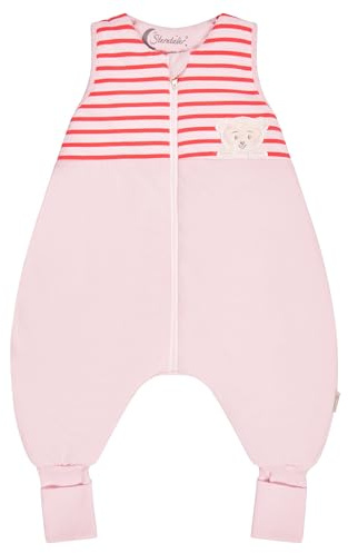 Sterntaler Schlafsack mit Beinen Bär BO aus Baumwoll-Jersey, Hydrocool-Futter, integrierte Stulpen an den Beinen, Zwei-Wege-Reißverschluss und Applikation auf der Brust; rosa; 1,50 TOG, Größe 98