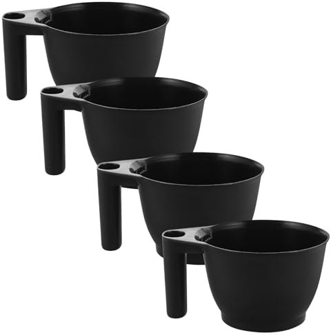 VINTORKY Cuencos para Teñir el Cabello 4 Piezas Negro, Tazón para Mezclar Tintes con Mango Ergonómico, Herramientas de Preparación de Tintes para Salón y Barbería, Plástico Resistente, Uso
