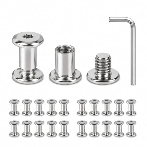 Fortunix 20 Sets Chicago Screws Furniture Bolts, M3 x 5mm 304 Stainless Steel Cupboard Joining Bolts Furniture Connecting Screws, Binding Bolts for Worktop Door Bed Kitchen Cabinet Cupboard Connectors