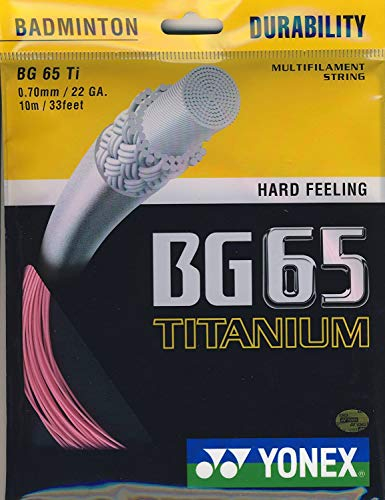 Yonex BG 65 TI Badmintonsaite Rolle mit 10 m, Color- Pink