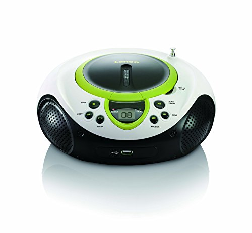 Lenco SCD-38 USB Grün – Tragbares UKW-Radio mit CD/MP3-Player – Ingresso USB – Ingresso AUX – Grün