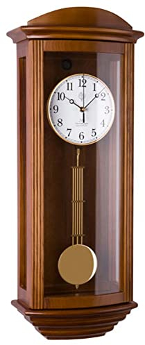 JVD Klassische Wanduhr Pendel Funk Uhr Eiche Westminster Regulateur Funkuhr