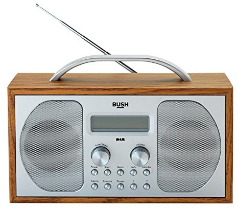 BUSH DAB/FM STEREO RADIO IN A WOODEN CABINET