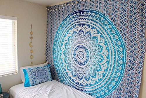 Tapestry Wall Hanging,Bohemian Hippie Tapestries indian Dorm Decor Bedspread,Mandala Tapestry Unique Collection (83 * 59, blue)