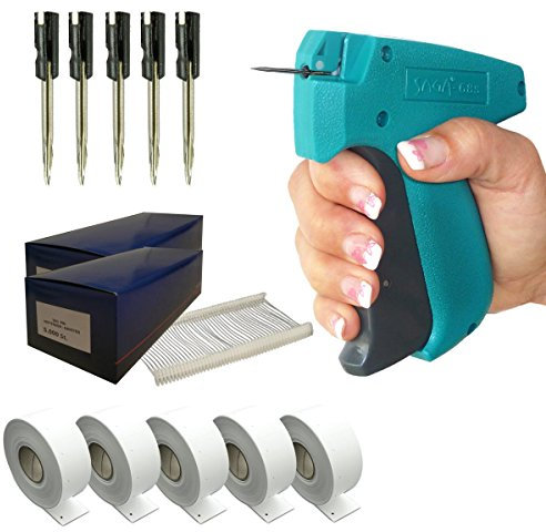 Etikettierpistole Set: Heftpistole SAGA 68S + 10.000 Heftfäden 40 mm + 5.000 Kartonetiketten 30x40 mm + 5 Nadeln | HUTNER