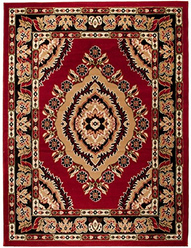 Carpeto Groß Teppich Flur 180x250cm Rot Klassisch Traditionell Weich | Teppich für Eingangsbereich Küche Büro Wohnzimmer Schlafzimmer Pflegeleicht Tierfreundlich Allergikerfreundlich Kurzflor