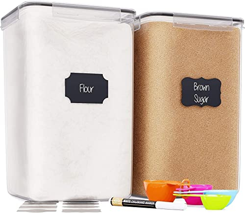 Chef’s Path Extragroße Vorratsdosen für Lebensmittel, 6,5 l (220 Unzen), für Mehl, Zucker, luftdicht, für Küche und Speisekammer, BPA-frei, zweiteiliges Set, Messlöffel, Stift und 8 Etiketten