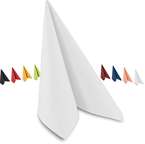Tafel-Servietten, 3-lagig, 33 x 33 cm, Inhalt 250 St., in unterschiedliche Farben, jeweils abgestimmt auf Einrichtung & Dekoration, für Gastronomie & Zuhause, weiß