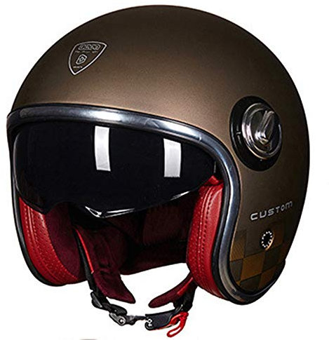 ZLYJ Retro Jet-Helm, Pilot Biker Helmet mit Sonnenbrille, Halbschalenhelm Harley Mopedhelm, Open Face Halbes Helm Brain-Cap, für Cruiser Chopper Biker, ECE Zertifizierung
