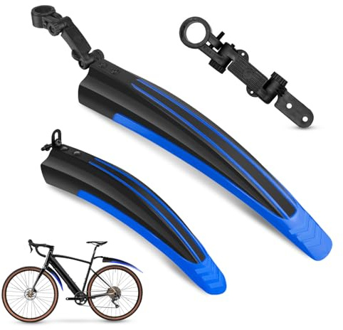 Vockvic Bicycle Mudguards, Full Cover Thickening Widening Mountain Bike Front and Rear Mud Guard Fenders Portable Adjustable Mountain Bike Mudguards Suitable for Mountain Bikes(Blue)
