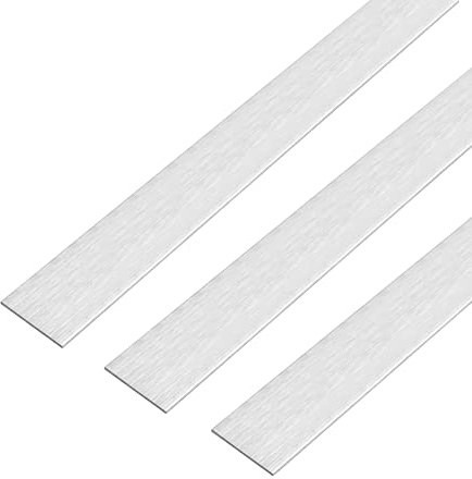 Alberts 499495 Flachstange | selbstklebend | Aluminium, edelstahldesign, hell | 1000 x 30 x 2 mm | 3er Set