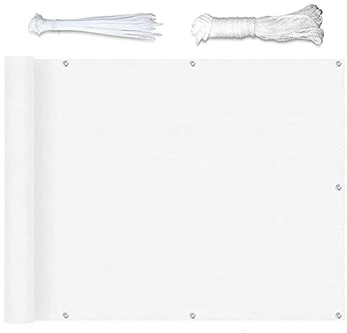 Privacy Shield Screen Cover 1x9.5m Fence Screen Garden Screen Sunshade HDPE Sunshade Weatherproof with Eyelets and Cord and Cable Ties Attached for Yard Lawn Pergola Decking Pool Patio, White