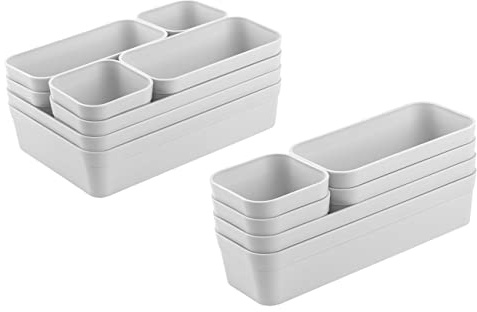 Gariella 1x Schubladen-Organizer Set Aufbewahrungs-Box Einteiler verstellbar hell-grau
