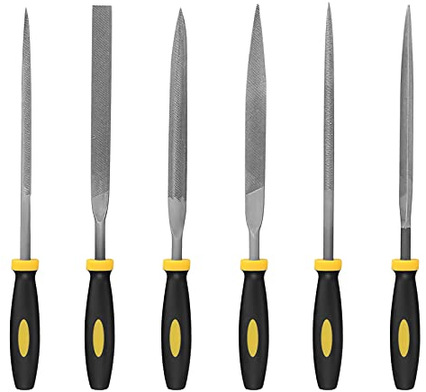 6 Stk Nadelfeilen Set, Kleines Diamantfeilen, Metall Holzfeilen Raspeln, Diamantnadelfeilen Feilenset mit Griff für Holz, Glas, Metall, Stein, Schnitzerei