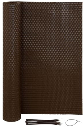 Jardinion Sichtschutzmatte Rattan Optik 0,90 x 5m Braun Sichtschutz, geeignet als Terrassen, Gartenzaun und Balkon Sichtschutz, inkl. Kabelbinder