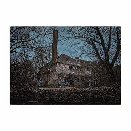 Vero Home 18250 Glas-Schneidebrett | Motiv Gebäude Fabrik-Ruine | rutschfest, kratzfest und lebensmittelecht | Maße: 39 x 29 cm