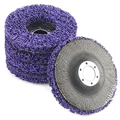 QWORK® 5 Piezas Discos de Limpieza, discos de 115 mm, para superficies de metal, plástico, cemento, madera y piedra, morado